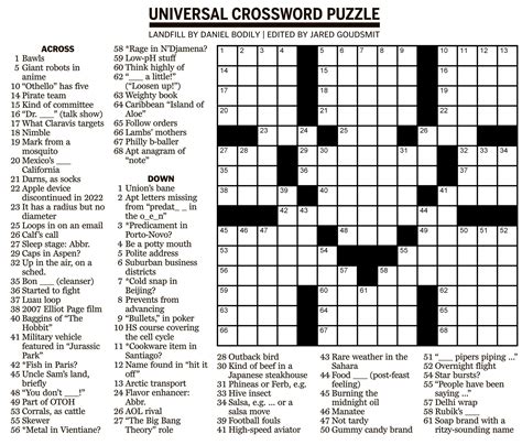 universal crossword puzzle stl.